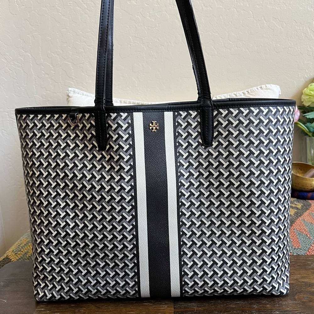 Tory Burch Ever Ready T Monograms Coated Canvas/Leather XL Tote